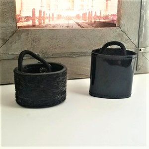 MIA Black Faux Leather Hair Cuff Holders Set of 2